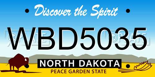 WBD5035 North Dakota License Plate