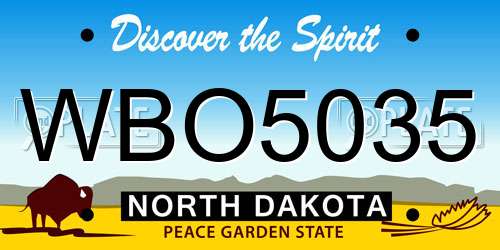 WBO5035 North Dakota License Plate