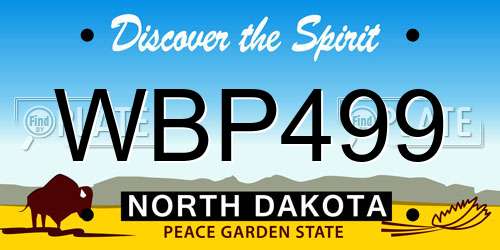 WBP499 North Dakota License Plate