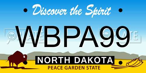 WBPA99 North Dakota License Plate