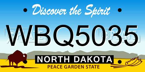 WBQ5035 North Dakota License Plate