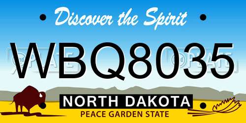 WBQ8035 North Dakota License Plate