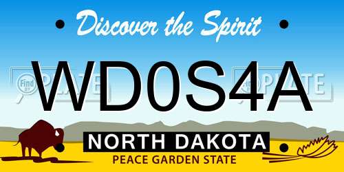 WD0S4A North Dakota License Plate