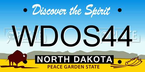 WDOS44 North Dakota License Plate