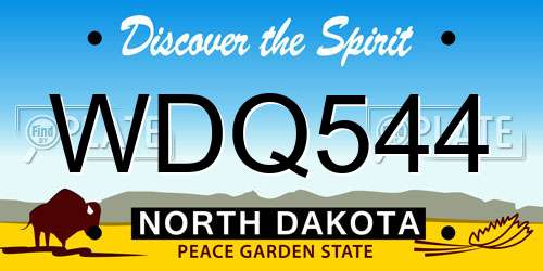 WDQ544 North Dakota License Plate