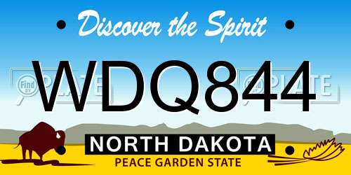 WDQ844 North Dakota License Plate