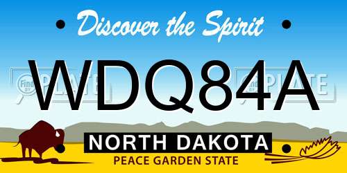 WDQ84A North Dakota License Plate