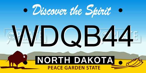 WDQB44 North Dakota License Plate