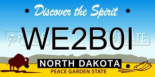 WE2B0I North Dakota License Plate