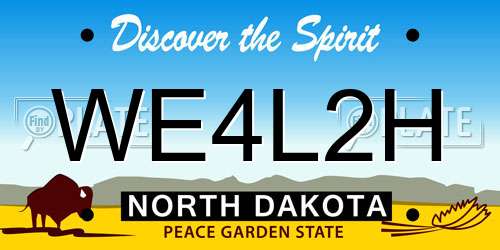WE4L2H North Dakota License Plate