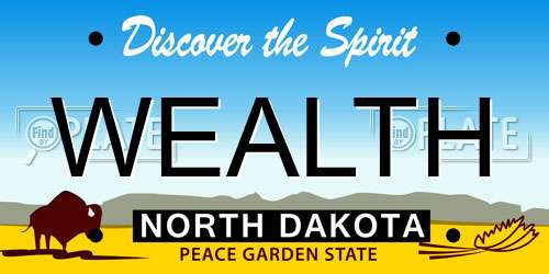 WEALTH North Dakota License Plate