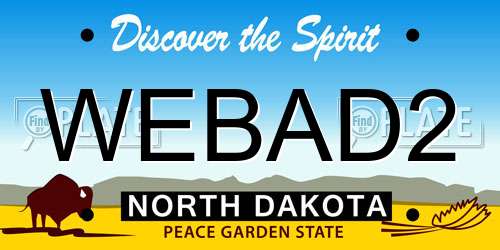 WEBAD2 North Dakota License Plate