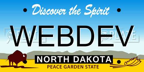 WEBDEV North Dakota License Plate
