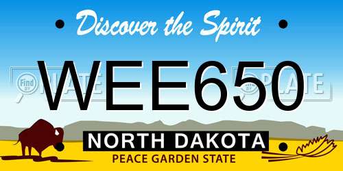 WEE650 North Dakota License Plate