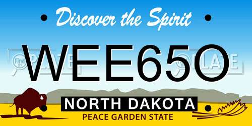 WEE65O North Dakota License Plate