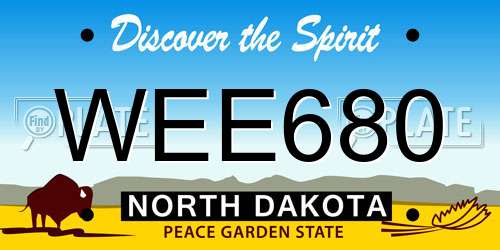 WEE680 North Dakota License Plate