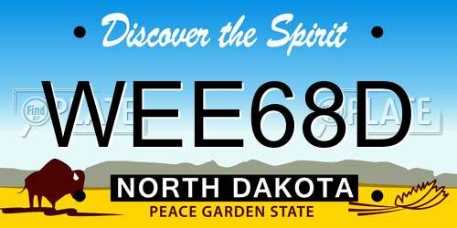 WEE68D North Dakota License Plate