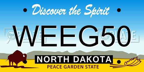 WEEG50 North Dakota License Plate
