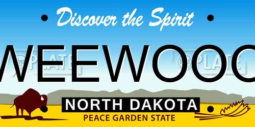 WEEWOOO North Dakota License Plate