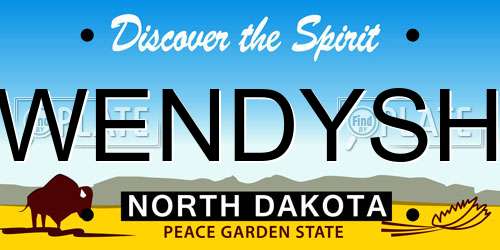WENDYSH North Dakota License Plate