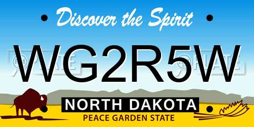 WG2R5W North Dakota License Plate