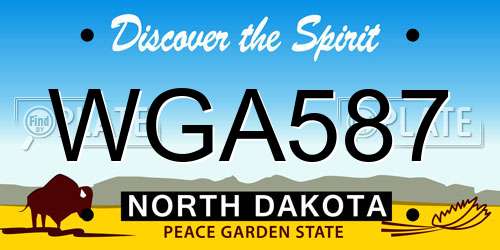 WGA587 North Dakota License Plate