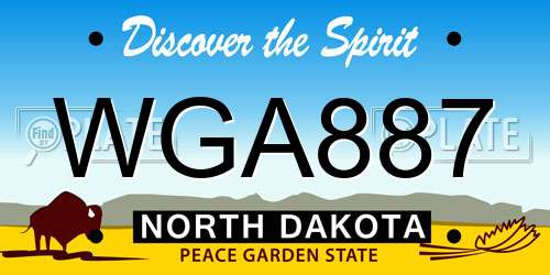 WGA887 North Dakota License Plate