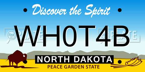 WH0T4B North Dakota License Plate