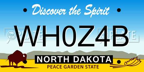 WH0Z4B North Dakota License Plate