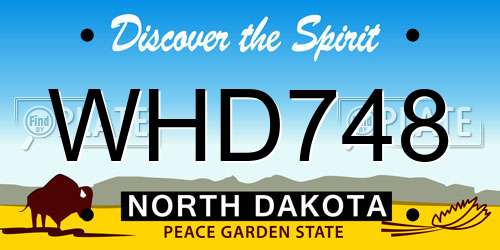 WHD748 North Dakota License Plate