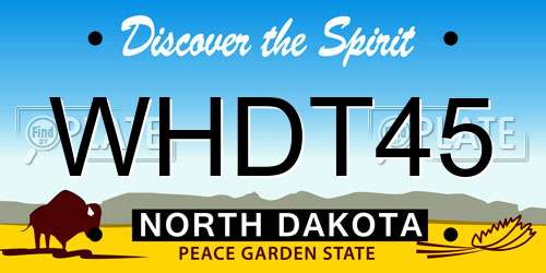 WHDT45 North Dakota License Plate
