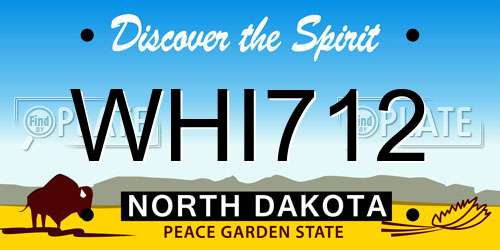 WHI712 North Dakota License Plate