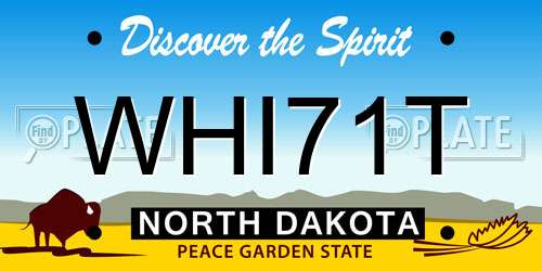 WHI71T North Dakota License Plate