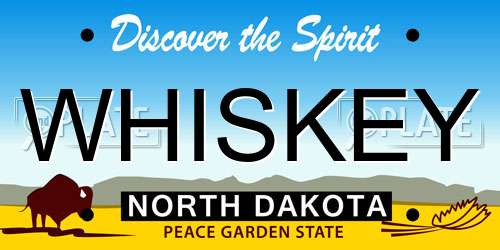 WHISKEY North Dakota License Plate