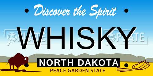 WHISKY North Dakota License Plate
