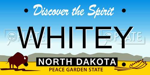 WHITEY North Dakota License Plate
