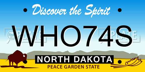 WHO74S North Dakota License Plate