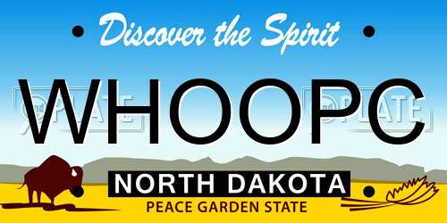 WHOOPC North Dakota License Plate