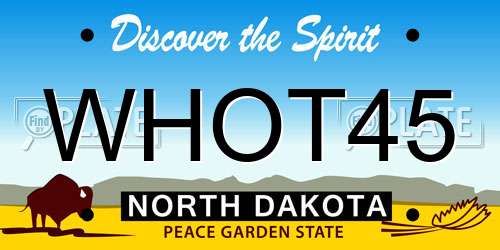WHOT45 North Dakota License Plate