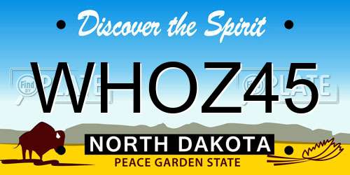 WHOZ45 North Dakota License Plate