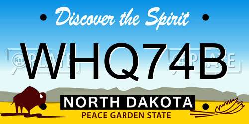 WHQ74B North Dakota License Plate