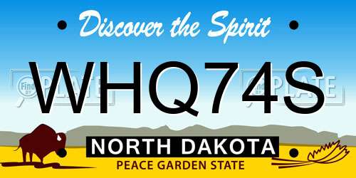 WHQ74S North Dakota License Plate