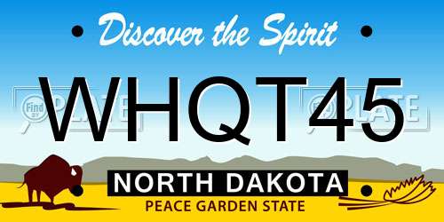 WHQT45 North Dakota License Plate