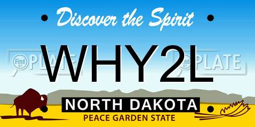 WHY2L North Dakota License Plate