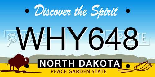 WHY648 North Dakota License Plate