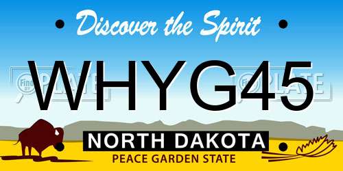 WHYG45 North Dakota License Plate