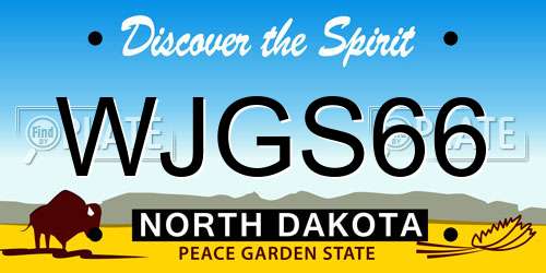 WJGS66 North Dakota License Plate