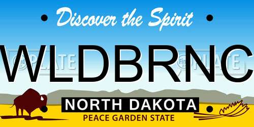 WLDBRNC North Dakota License Plate