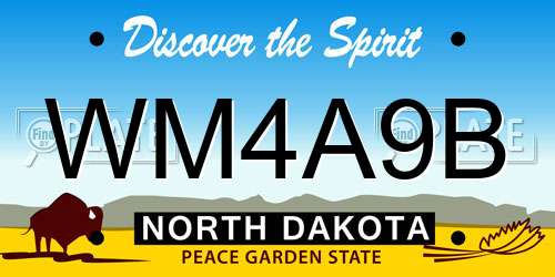 WM4A9B North Dakota License Plate