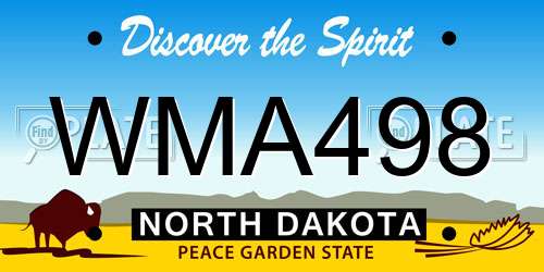 WMA498 North Dakota License Plate